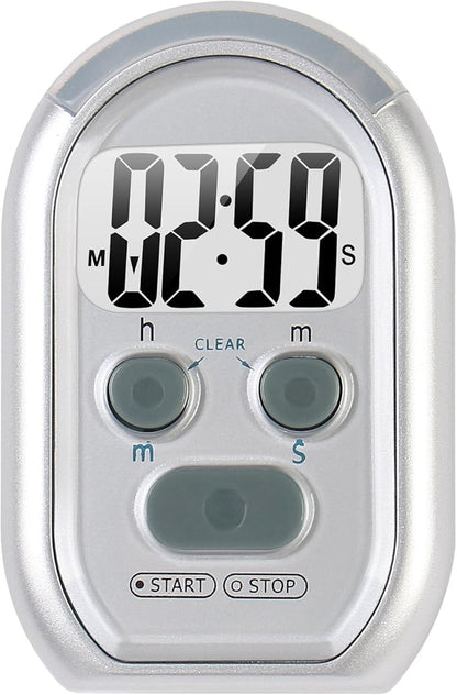 x-wlang 3-in-1 Alerts timer 1013 with vibration ,beep and flash.(kitchen timer ,medical timer,therapeutic timer), silver