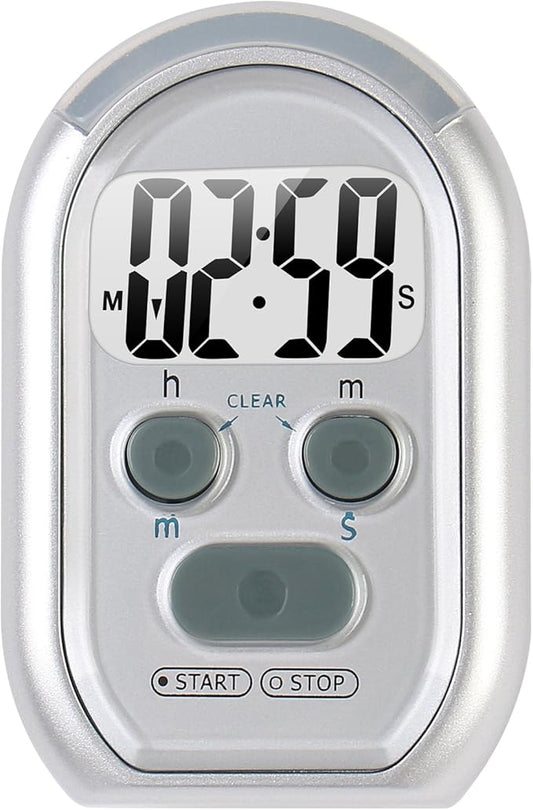 x-wlang 3-in-1 Alerts timer 1013 with vibration ,beep and flash.(kitchen timer ,medical timer,therapeutic timer), silver