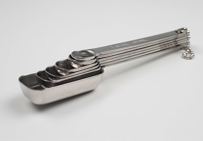 RSVP International Endurance Stainless Steel Spice Measuring Spoons, Set of 6 | 1/8 tsp to 1 Tbsp Measurements | Nest for Easy Storage | Dishwasher Safe | Dry or Liquid | Baking or Cooking - Image 7