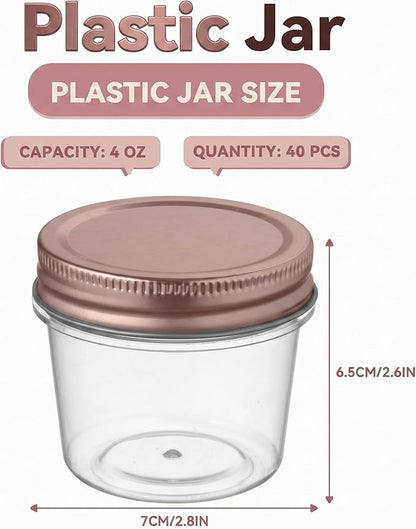 novelinks 4 oz Small Plastic Jars with Lids, 40 Pack Mini Plastic Mason Jars with Lids 4oz, Craft Storage Containers & Canning Jars & Small Spice Jars for Kitchen Organization (40 Pack,Rose Gold) - Image 2