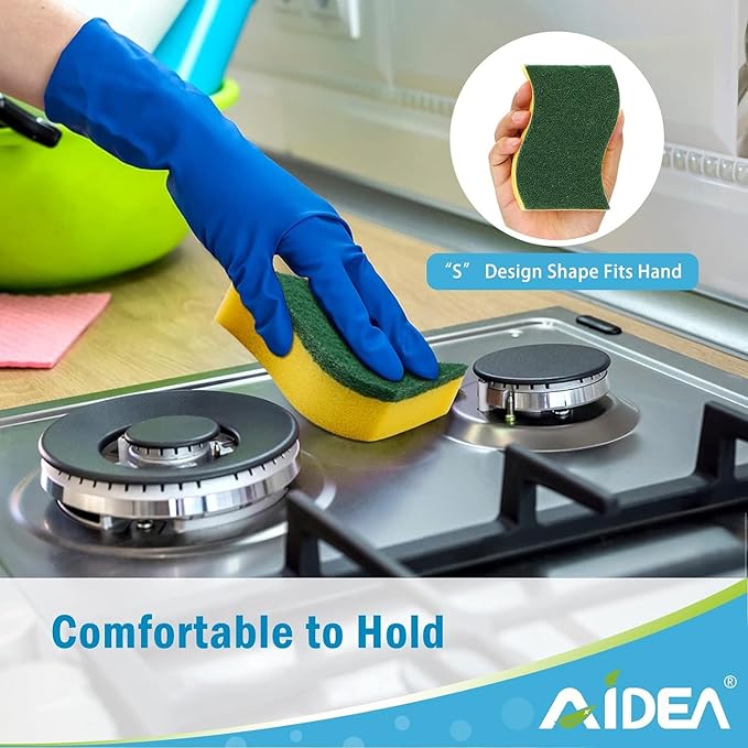 AIDEA Sponges Kitchen, 50 Pack Heavy Duty Dish Sponge, Cleaning Dish Scrubber for Home and Kitchen, Stink-Free Cleaning Supplies for Pots, Pans - Image 4