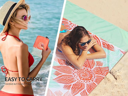 HIHOHO Beach Blanket Waterproof Sandproof Extra Large Beach Mat 79" X 83"/120"x108"for 1-8 Adults Quick Drying Durable Outdoor Picnic Mat for Beach Travel Camping Hiking