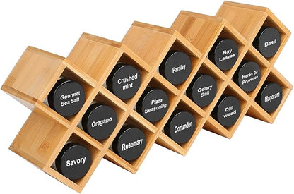 Phyllia Bamboo Spice Rack Organizer 4-Tier Countertop Organiser, Criss-Cross Kitchen cabinet Free-Standing Countertop Storage shelf Fit for Spice Jar, Can, Bottle (Jars Not Include) by Phyllia