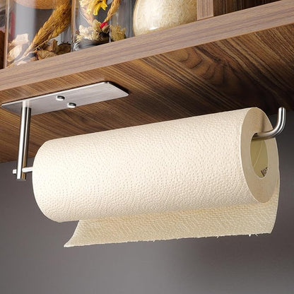 ZUNTO Paper Towel Holder Under Cabinet, Adhesive and Screwed Paper Towel Rack, 12.4 Inch Paper Towel Roll Holder for Kitchen, Bathroom, RV, Easy One-Handed Tear (Silver) by ZUNTO