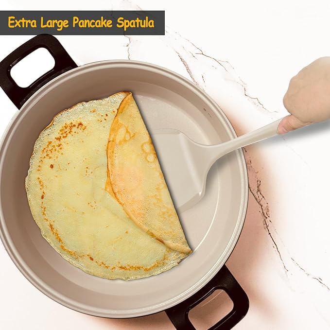 Silicone Spatula Set, 600°F Heat Resistant Silicone Spatula Turner Flipper for Cooking, Non Stick and Non Scratch Kitchen Utensils for Eggs & Pancakes, 4 Pack,Khaki - Image 6