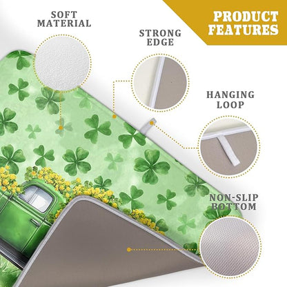 Green Holiday Dish Drying Mat Lucky Clover Truck Drying Mat for Kitchen Counter 18 X 24 - Image 4