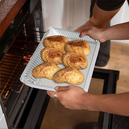 PLASTICPRO Aluminum Pans 100 Pack Disposable Cookie Sheets 13 x 17 Baking Pans Premium Quality Heavy Duty Sheet Pans - Image 7