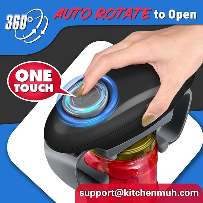Higher Torque Electric Jar Opener for Seniors with Arthritis Fit Almost Jars Size, Strong Tough Automatic Jar Opener for Weak Hands, Hands Free Battery Operated Bottle Opener for Arthritic Hands Black - Image 2