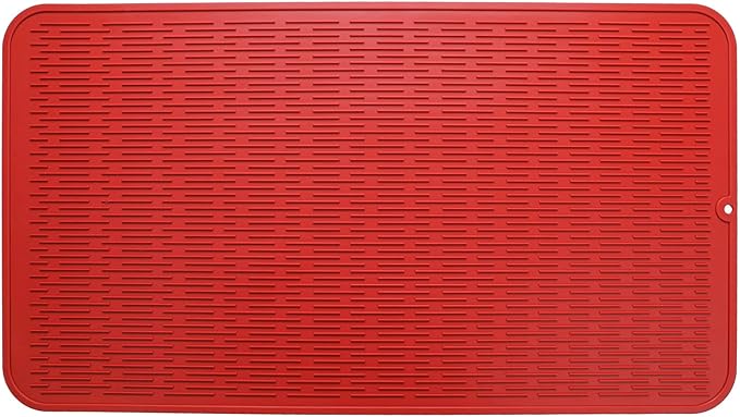 MicoYang Silicone Dish Drying Mat for Multiple Usage,Easy clean,Eco-friendly,Heat-resistant Silicone Mat for Kitchen Counter or Sink,Refrigerator or Drawer Liner Red 4XL 32 inches x 18 inches by MicoYang
