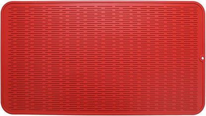 MicoYang Silicone Dish Drying Mat for Multiple Usage,Easy clean,Eco-friendly,Heat-resistant Silicone Mat for Kitchen Counter or Sink,Refrigerator or Drawer Liner Red 4XL 32 inches x 18 inches by MicoYang