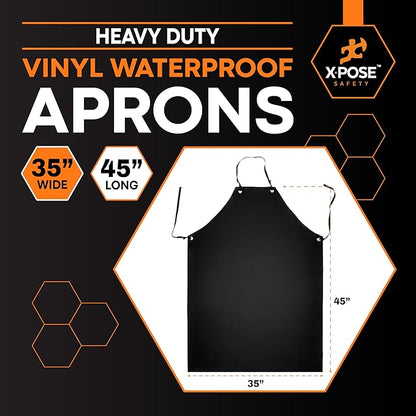 Xpose Safety Heavy Duty Vinyl Waterproof Aprons, White - For Home, Industrial and Commercial Use - Chemical Resistant