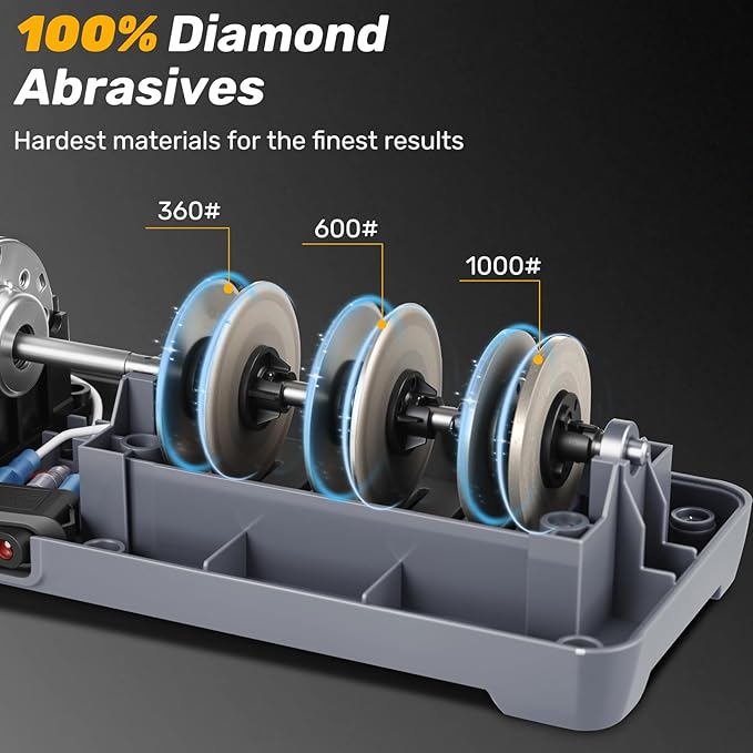 Enutogo Knife Sharpener, 3-Stage Electric Knife Sharpener for Kitchen Knives, 100% Diamond Abrasive with Quick Sharpening & Polishing, Professional Sharpening Tool with Metal Dust Collection Box - Image 3