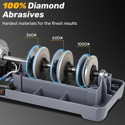 Enutogo Knife Sharpener, 3-Stage Electric Knife Sharpener for Kitchen Knives, 100% Diamond Abrasive with Quick Sharpening & Polishing, Professional Sharpening Tool with Metal Dust Collection Box - Image 3