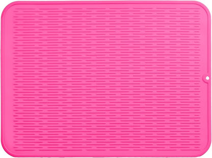 MicoYang Silicone Dish Drying Mat for Multiple Usage,Easy clean,Eco-friendly,Heat-resistant Silicone Mat for Kitchen Counter or Sink,Refrigerator or Drawer Liner Rose 2XL 24 inches x 18 inches by MicoYang