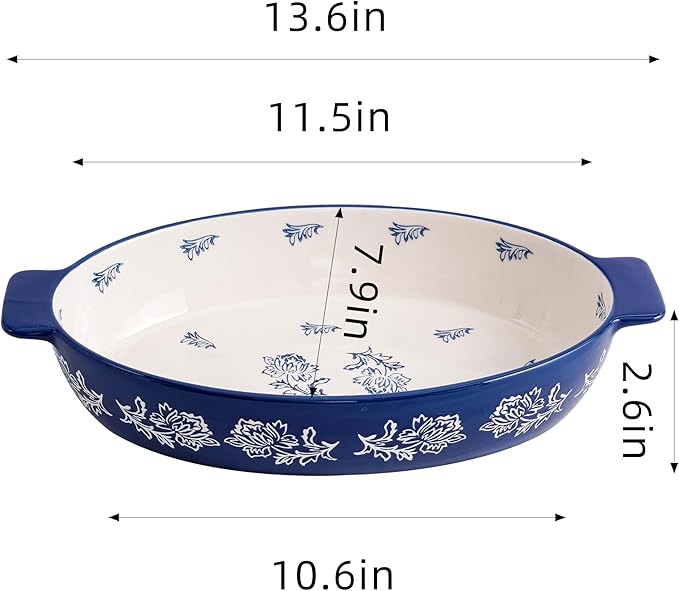 Wisenvoy Casserole Dish Baking Dish Ceramic Au Gratin Baking Dish Lasagna Pan Oval Casserole Dishes for Oven - Image 7
