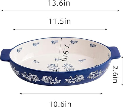 Wisenvoy Casserole Dish Baking Dish Ceramic Au Gratin Baking Dish Lasagna Pan Oval Casserole Dishes for Oven - Image 7