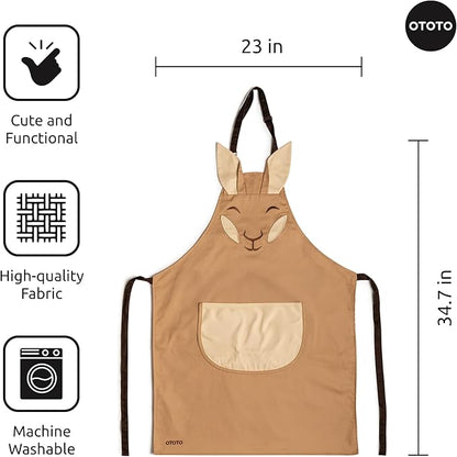 OTOTO Aproo Cooking Apron – Cute Kitchen Apron with Pockets, Funny and Giftable Kitchen Accessories, Kangaroo Design - Kitchen GIfts, Funny Gifts, White Elephant Gifts (Brown Aproo Only)