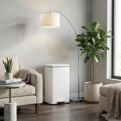 8 Gal Kitchen Trash Can, 30L Recycling or Garbage Bin, Brushed Stainless Steel Waste Basket, Soft&Quiet Close Dustbin, with Step-On Pedal, Removable Inner Bucket, for Home, Office, Living Room