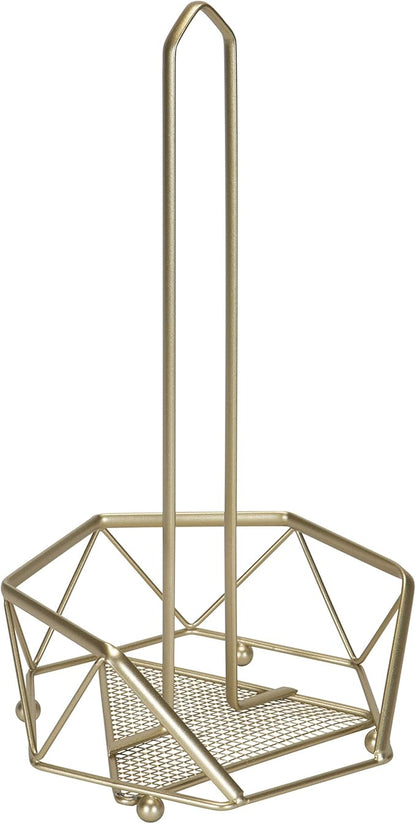 Kitchen Details Geode Paper Towel Holder | Countertop | Free Standing | Holds 1 Large Roll | Rust Resistant | Decorative | Satin Gold