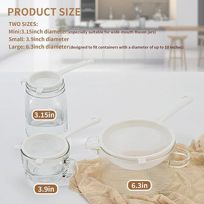 Kefir Strainer Set, 3-Size Plastic Non-Metal Sieve with Fine Mesh for Kefir Grains, Milk Kefir, Water Kefir & Kombucha & Quinoa - Durable, Food Grade & Easy Clean - Image 2