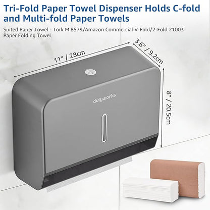 Paper Towel Dispenser Wall Mount, Large Capacity 200 Sheets, No Drilling Adhesive, Commercial & Home Use for Bathroom and Kitchen, Gray