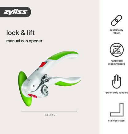 Zyliss Lock N' Lift Manual Can Opener with Lid Lifter Magnet - Heavy-Duty & Handheld Can Opener - Kitchen Gadget for Can Opener Safety - Manual Can Opener for Smooth Edge - Green - Image 7