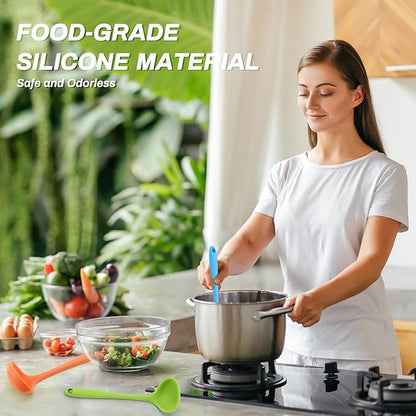 5 Pieces Silicone Ladles for Cooking - Small Soup Ladle Spoon Heat Resistant Kitchen Ladle Spoons, Cooking and Serving Spoon for Soup Sauce Chili Gravy Canning Pouring (5 Colors) - Image 7