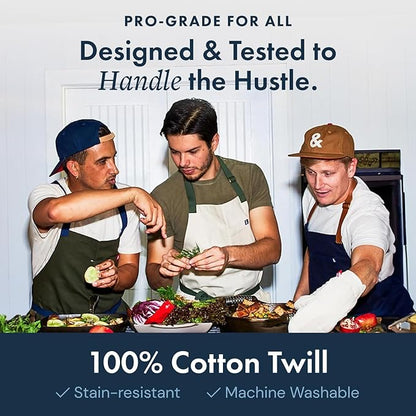 hedley & bennett Essential Apron - Professional Chef Apron with Pockets & Adjustable Bib Strap for Cooking & Grilling
