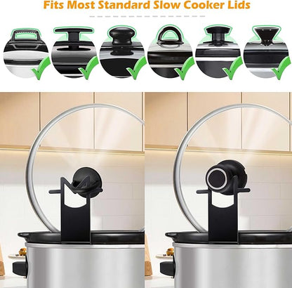 Crock Pot Lid Holder - 2 Pack Space-Saving Slow Cooker Lid Rack - Anti-Spill Support for Pre/Post Meal Tasks, Fits Most Lids for Home & Apartment Kitchens
