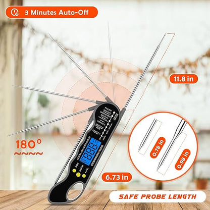 Instant Read Meat Thermometer, Fast & Accurate Digital Food Thermometer with Backlight, LCD Display, IPX6 Waterproof, Calibration Function for Cooking, Frying, Grilling, and Baking (Dark Gray) - Image 5