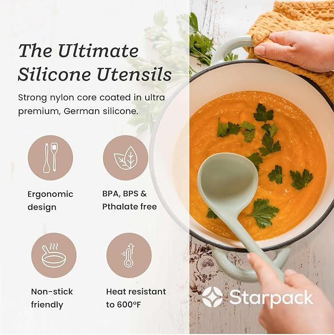 Starpack 'Stir & Serve' Silicone Cooking Utensils Set (5 Pcs) - 10.5" - Kitchen Utensil Set Heat Resistant to 600°F - Kitchen Utensils for Nonstick Cookware - Silicone Utensil Set for Mixing & Cooking - Image 2