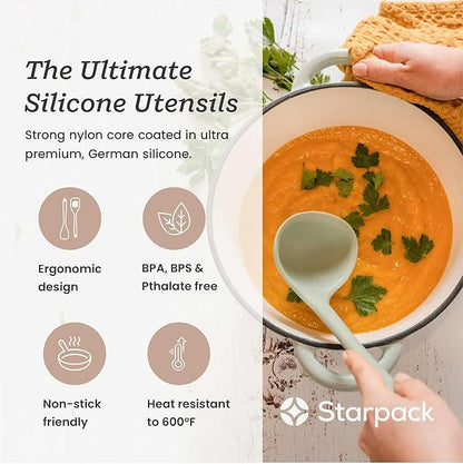 Starpack 'Stir & Serve' Silicone Cooking Utensils Set (5 Pcs) - 10.5" - Kitchen Utensil Set Heat Resistant to 600°F - Kitchen Utensils for Nonstick Cookware - Silicone Utensil Set for Mixing & Cooking - Image 2