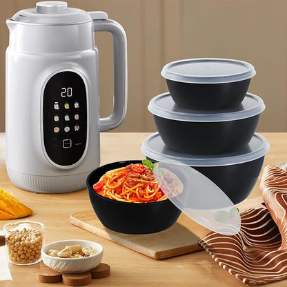 4-Piece Classic Plastic Prep Bowls with Lids, Nesting Plastic Small Mixing Bowl Set for Mixing, Baking, Prepping, Cooking and Serving Food, Microwave and Dishwasher Safe (Black) - Image 5