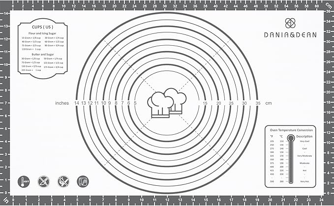 Silicone Mat, 26 x 16inch Extra Large Non-stick Pastry Baking Mat with Measurement, Resuable Thick Cookie Sheet Counter Mat, Dough Rolling Mat, Oven Liner, Fondant/Pie Crust Mat by DANIADEAN