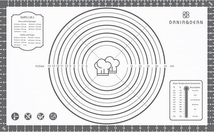 Silicone Mat, 26 x 16inch Extra Large Non-stick Pastry Baking Mat with Measurement, Resuable Thick Cookie Sheet Counter Mat, Dough Rolling Mat, Oven Liner, Fondant/Pie Crust Mat by DANIADEAN