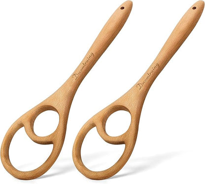 Wooden Danish Dough Whisk - 12.6" Handcrafted Dutch Bread Whisk for Batter, Pizza Dough & Baking - Upgraded One-Piece Sourdough Whisk with Flow-Through Design-2 Pack by Unknown