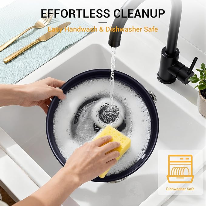 Ammeloo 21 Pcs Pots and Pans Set Non Stick with Detachable Handle & Grill Pan, Induction Ceramic Cookware Set, Non Toxic Kitchen Pots and Pans Set for RVs,Camping, Oven/Dishwasher Safe, Black - Image 8