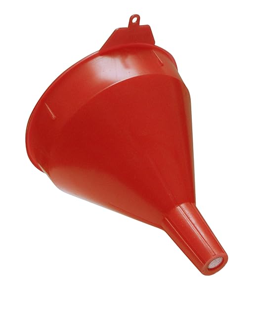 WirthCo 32002 Red Safety Funnel with Screen/Strainer Funnel for Oil, Fuel, Gas, and Automotive Large 2 Quart Capacity - Image 3