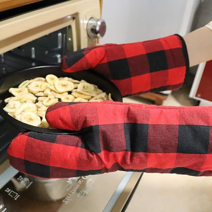 Oven Mitts and Potholders BBQ Gloves-Oven Mitts and Pot Holders with Recycled Infill Silicone Non-Slip Cooking Gloves for Cooking Baking Grilling (4-Piece Set) (Black/Red) - Image 3