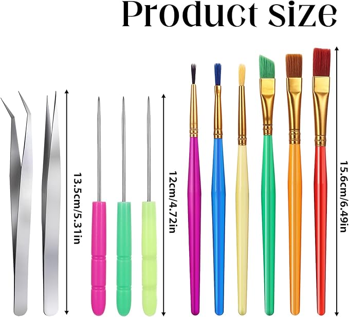 14 Pcs Cookie Decorating Tool Set, Easter Fondant Cake Decorating Brushes Include Cookie Pastry Brush Cookie Scriber Needles Sugar Stir Needles Elbow and Straight Tweezers
