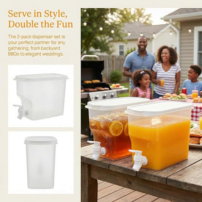 Jucoan 2 Pack 0.9 Gallon Fridge Beverage Drink Dispenser with Leak-proof Spigot, Plastic Cold Drink Juice Beverage Dispenser Jug for Party Drink, Juice, Iced Tea, Lemonade, Cold Brew - Image 6