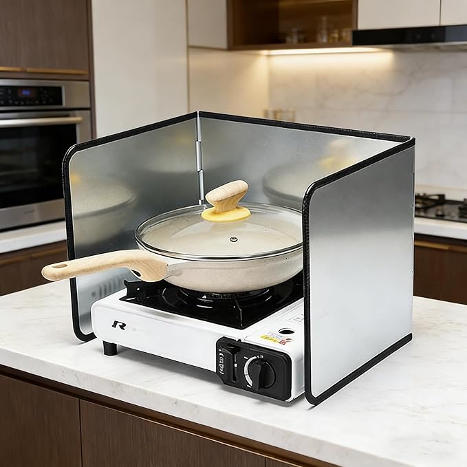 3 Sided Foldable Splatter Guard, Stainless Steel Grease Splatter Screen, Non-Stick Oil Splash Guard, Anti-Grease Cooking Shield, Heat-Resistant Stove Protector with Safe Edge, Easy to Clean (Medium) - Image 4