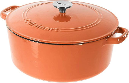 Cuisinart Chef's Classic Enameled Cast Iron Round Covered Casserole (Terracotta Orange, 7- Quart) by Cuisinart