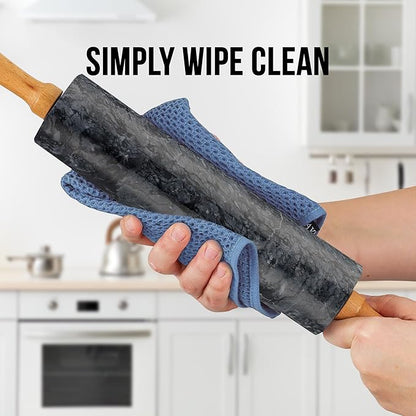 Zulay Kitchen 17-Inch Marble Rolling Pin With Stand - Polished Marble Rolling Pins For Baking - Long Rolling Pin Marble With Beechwood Handle - Non-stick Roller Pin For Baking Pastries, Bread & Pizza - Image 7