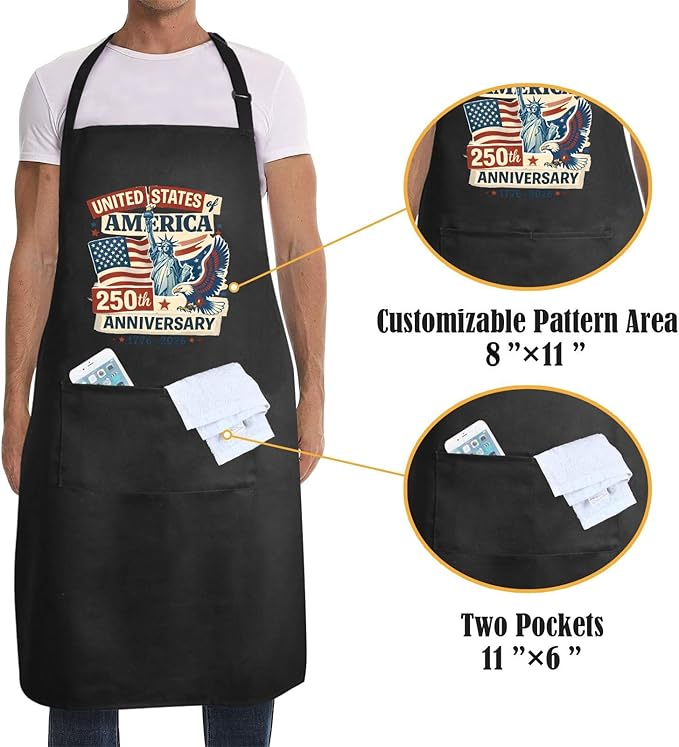 Us 250 Years Of Freedoms Apron With Pocket For Mens