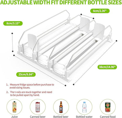 Drink Organizer for Fridge, Soda Can Dispenser for Refrigerator, Automatic Drink Dispenser for Fridge Holds up to 15 Cans, 3 Row - Image 4