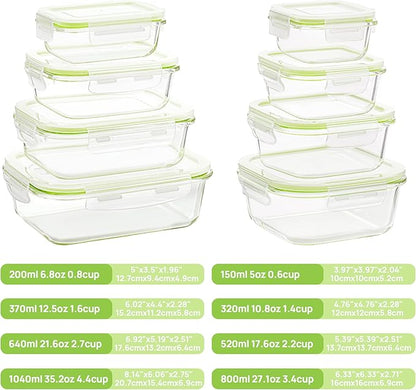 Vtopmart 8 Pack Glass Food Storage Containers with Lids (Grass Green) - Image 2