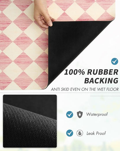 AMOAMI Coffee Mat Hide Stain Rubber Backed Absorbent Dish Drying Mat for Kitchen Counter - Fits Under Coffee Maker or Machine - PINK 16X24 - Image 5