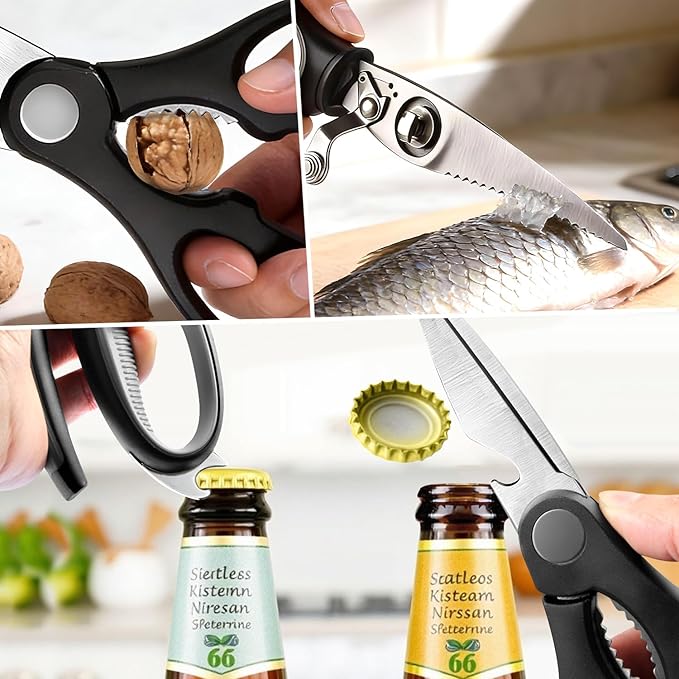 2-Piece Kitchen Scissors Set, Heavy Duty Detachable Food Grade Poultry Shears for Chicken Bones/Fish Scale & Lightweight Multipurpose Shears with Bottle Opener/Walnut Cracker/Vegetables/Meat