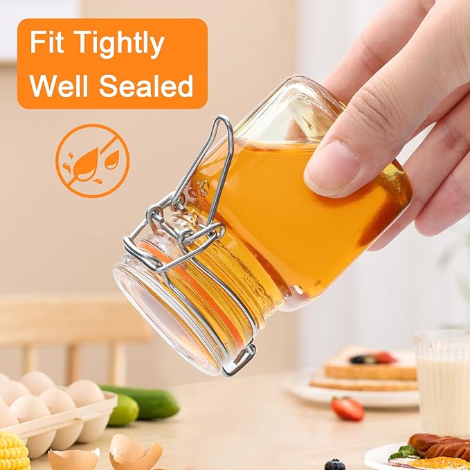 Encheng 4 oz Glass Jars With Airtight Lids And Leak Proof Rubber Gasket,Small Mason Jars With Hinged Lids For Kitchen, Mini Spice Jars With Twine And Tags Labeling 30 Pack - Image 4